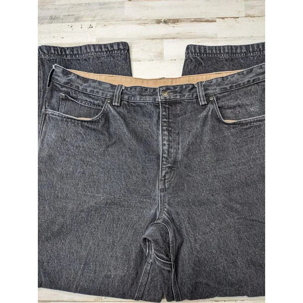 Duluth‎ Trading Co Mens 42 x 32 Jeans Black Washed Denim Thick Reinforced Hem